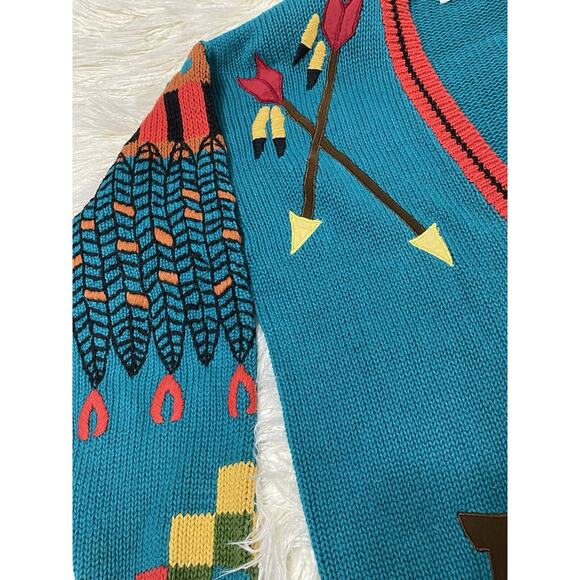 Vintage Southwestern Native American theme Cardigan Sweater Sharon Young Medium - Picture 2 of 5
